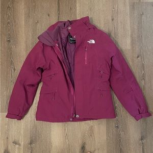 North face womens ski jacket with removable inner layer puffy jacket